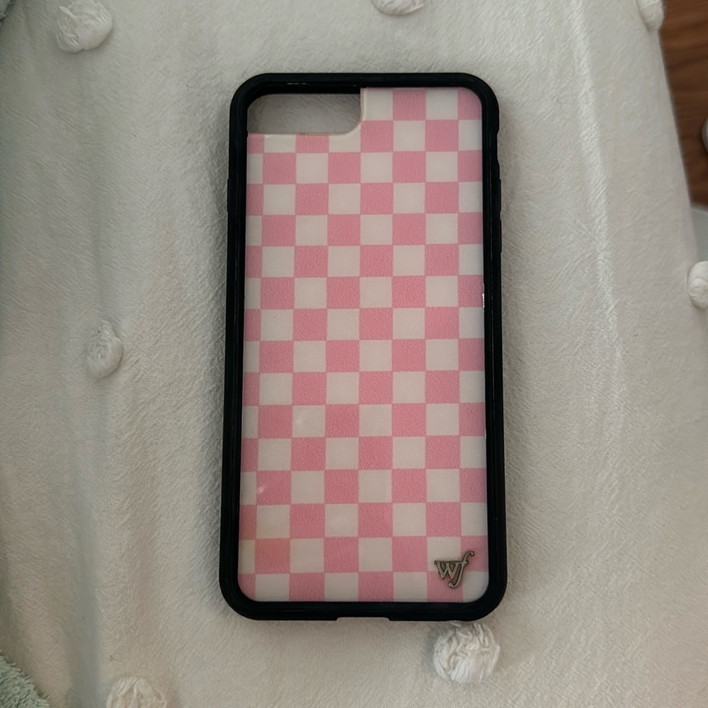 iphone 8 plus wildflower case - pink and white checkered